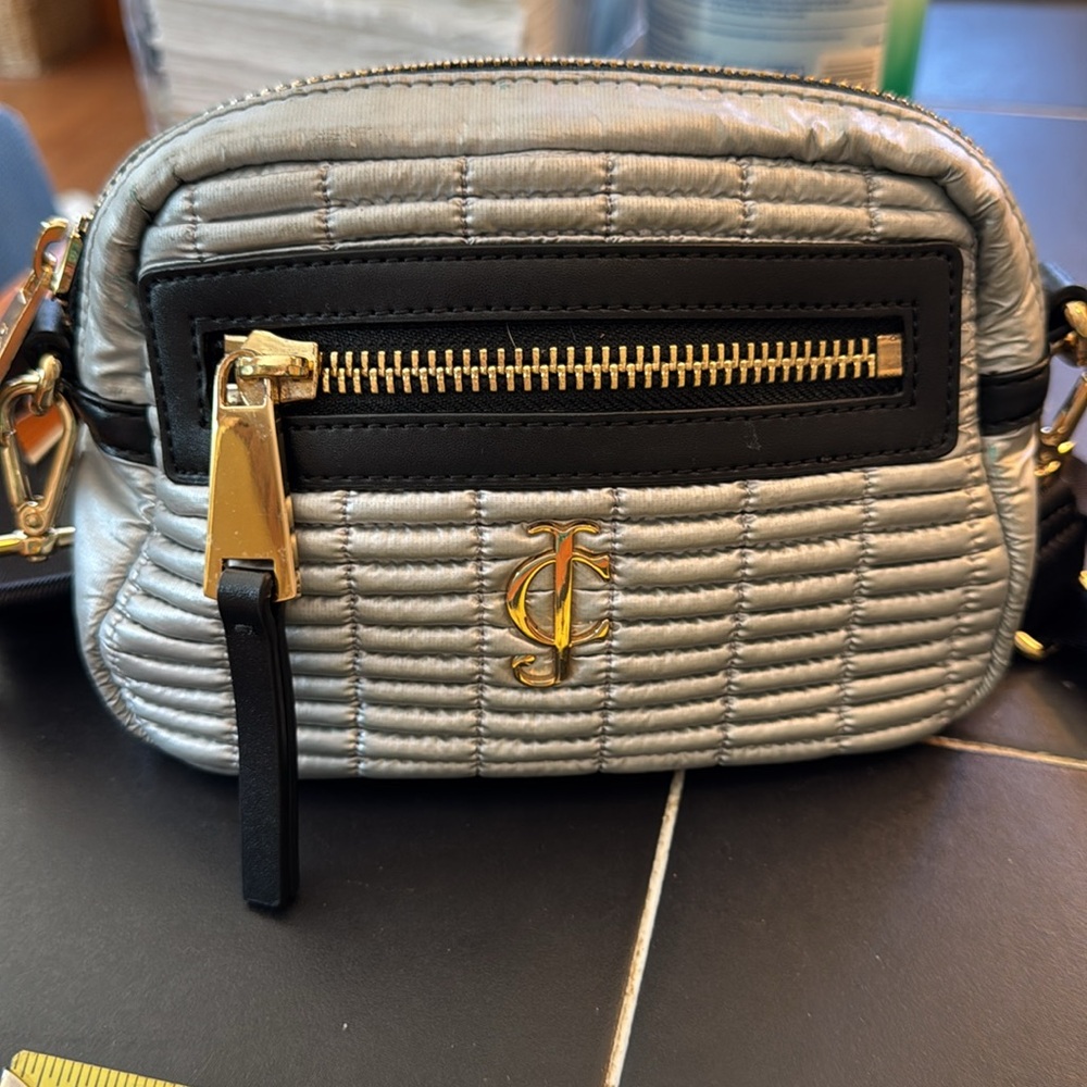 Juicy Couture silver quilted crossbody fanny pack bag